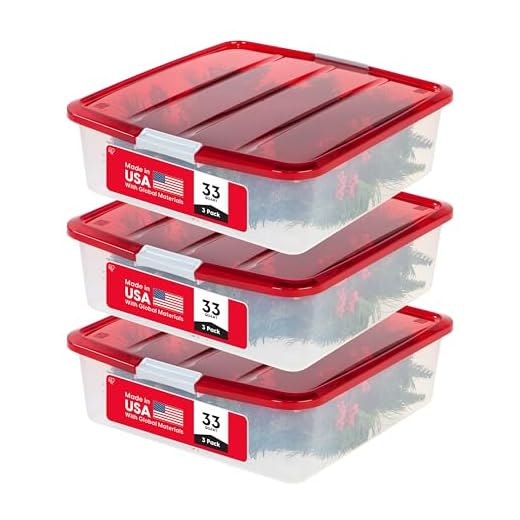 29+ Creative Outdoor Christmas Decorations to Brighten Your Holiday Season 2 IRIS USA 33 Qt. Holiday Wreath Storage Container Box with Lid, 3-pack, Stackable Under Bed Storage Organizer Bin with Latching Buckles for 20" Wreaths Festive Holiday Decorations Garlands, Clear/Red