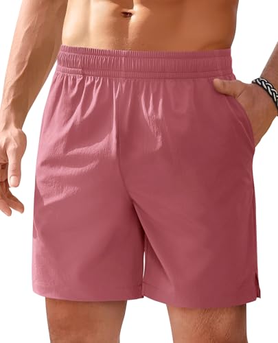 Milin Naco Mens Swim Trunks 7 inch Mens Bathing Suit Quick Dry Swimming Trunks for Men with Pockets no Liner