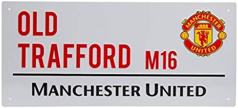 Manchester United FC Official Football Metal Street Sign (One Size) (White/Black/Red)