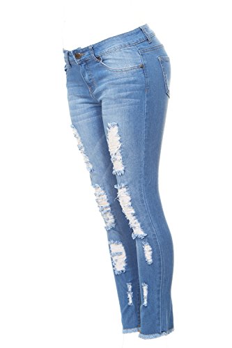 V.I.P. JEANS Women's Fray Hem Skinny Distressed Ripped Juniors Plus2