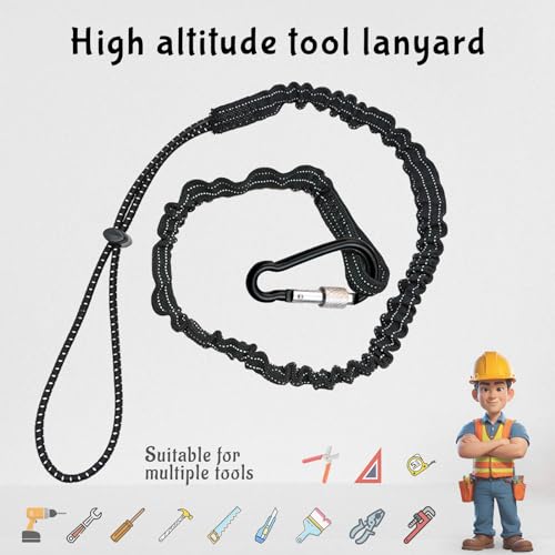 PUMHUBO Retractable Tool Lanyards for Hand Tools - 3 Pack Standard Length Tool Tether Lanyard with Carabiner and Adjustable Loop End, Scaffolding Roofing Fall Protection Tool Belts Accessories