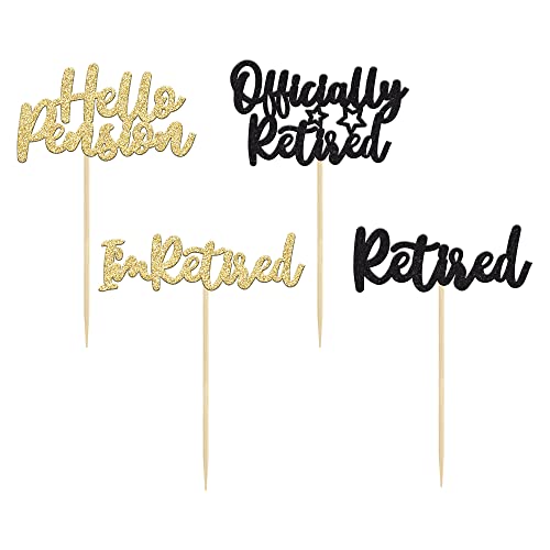 36 Pieces Happy Retirement Cupcake Toppers Retirement Food Picks Gold Black Glitter Retired Cupcake Picks Retirement Theme Party Cake Decorations For Retirement Theme Party Supplies #TOP6