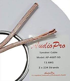 AudioPro Speaker Cable Wire 13 AWG (2 x 234 Strands) Select 25m or 50m Reel Colour White/Clear Transparent HiFi Home Audio Surround Sound etc (25m Reel, White)