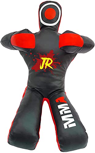 Maniquí de práctica MMA (posición sentada) para boxeo, lucha, lanzamiento, grieta, karate, jiu-jitsu, entrenamiento de lucha libre - sin relleno (negro Rexine, 59 pulgadas) Cover