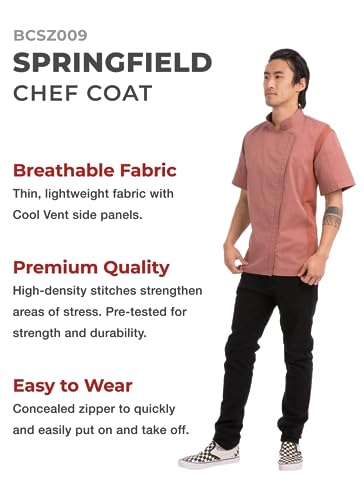 Chef Works Men's Springfield Chef Coat, Brick, Large #TOP2