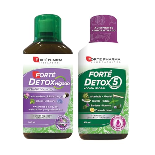Dúo Detox Vital: Forté Detox Hígado y Forté Detox 5 Órganos - Purifica tu cuerpo con plantas y nutrientes esenciales. ¡Bienestar en cada gota!