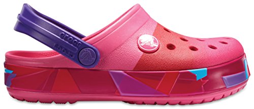 Image of Crocs Unisex-Child Crocband Prismatic Clog K Paradise Pink J3 (205231-6NP)