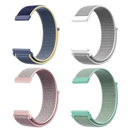 JSTHHTT 4 Piezas 22mm/20mm Pulseras Elásticas Ajustables de Nylon Deportivo de Repuesto (20mm Azul Hielo, Color Arena Rosa, Verde, Color Concha)