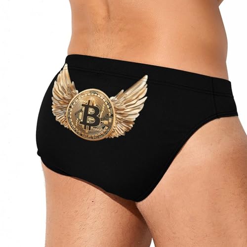 Bitcoin with Wings Mens Swim Briefs Quick Dry Swimming Trunks Training Swimsuit Low Rise Swimwear3
