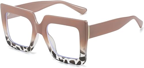 Miniatura 8 de Lentes de gran tamaño para mujer, anteojos de gran tamaño con filtro de luz azul, lentes de computadora cuadrados gruesos y multicolor