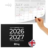 Finoly Calendario Pared en Inglés Enero 2026 a Junio 2027 (18 Meses) | Calendario Mensual Enero 2026 | Calendario Familiar para Colgar en la Pared | Almanaque con Cuelga Fácil