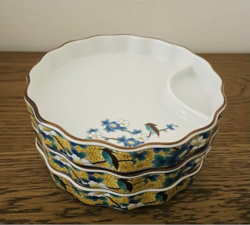 【美品】有田焼　其泉　持ち手付き仕切り皿 有田焼 野崎洋光の鮨千代口 絵変わり5個セット 醤油皿 小皿 器