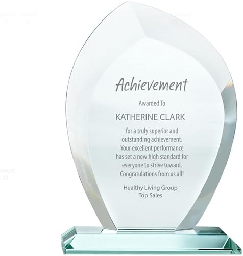 Miniatura 1 de Baudville Trofeo grabado personalizado  Cristal de jade premium  Premio para empleados  Viene en caja de regalo