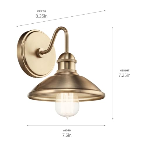 Image of Kichler Clyde 1 Light Bathroom Vanity in a Rich Champagne Bronze Finish, for Bathrooms, (7.25 inch H x 7.5 inch W x 8.25 inch Ext.), 45943CPZ