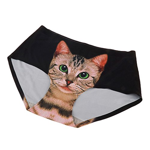 Tiuimk Meow Star 3D Seamless Low Rise Ice Silk Triángulo Ropa Interior - Negro, Multicolor, talla única