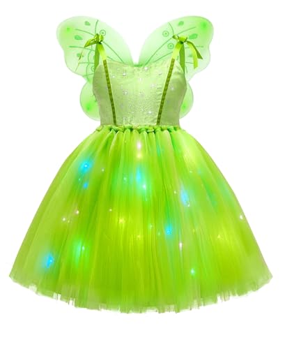 ToLaFio Light up Tinkerbell Costume for Girls Princess Costume for Little Girls Halloween Fancy Party Dress for Little Girls
