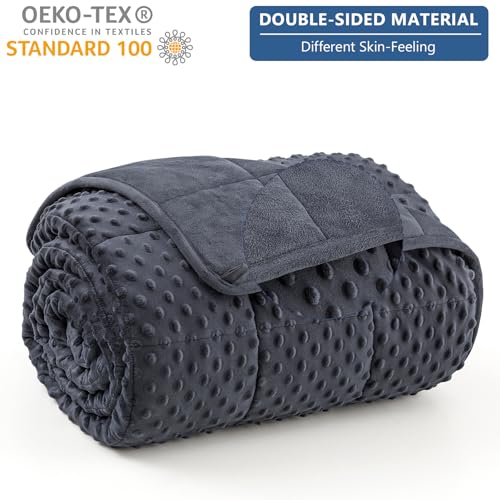 Topcee Weighted Blanket King Size (20lbs 80"x87"), Minky Dots Heavy Blanket for Woman, Man Sleeping, Soft, Cozy and Cooling Weighted Throw Blankets, Machine Washable, Grey