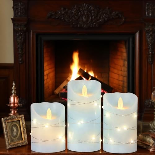 Velas de pilas con mando a distancia y cadena de luces de hadas 4