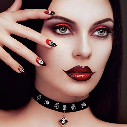 60 Pieces Skull Nail Charms Spider Skull 3D Spider With Rhinestones Vintage Alloy Skeleton Hand Nail Design Jewelry Decor Nail Design Glitters For Nail Cellphone Decoration (Antique Silver) #TOP6