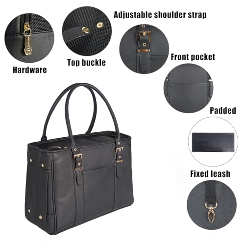 Minsong SM34 Fashion Pet Carrier Dog Purse Cat Bag Soft-Sided Carriers Travel Airline Approved, Stylish Leather Tote Handbag thumb #3