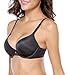 Women's Everyday Basic Seamless Lightly Padded Underwire Plunge Demi T-shirt Bra, Black, 36C