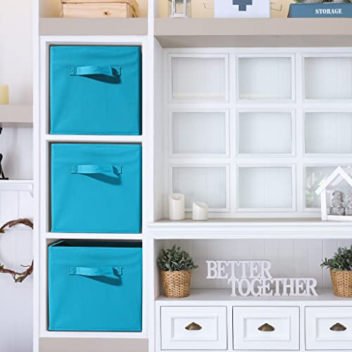 Sorbus® Foldable Storage Cube Basket Bin (6 Pack, Aqua) #TOP6