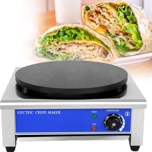 Household Pancake Maker, 16-Inch 2800W Flat Plate Crepe Griddle, Stainless Steel Cooking Base, Desktop Circular Cereals Pancake Stove for Blintzes Tortilla Pancakes Eggs Bacon – Bild 7
