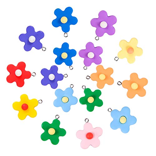 Colorful Flower Resin Pendant Charms, BENBO 20Pcs 10 Colors Flower Dangle Beads Pendants Keychain Necklace Floral Candy Charm for DIY Jewelry Making Crafting