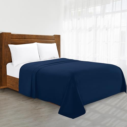 Luxury Flat Sheet on Amazon Elegant Comfort Wrinkle-Free 1500 Premier Hotel Quality 1-Piece Flat Sheet, Twin/Twin XL Size, Navy Blue