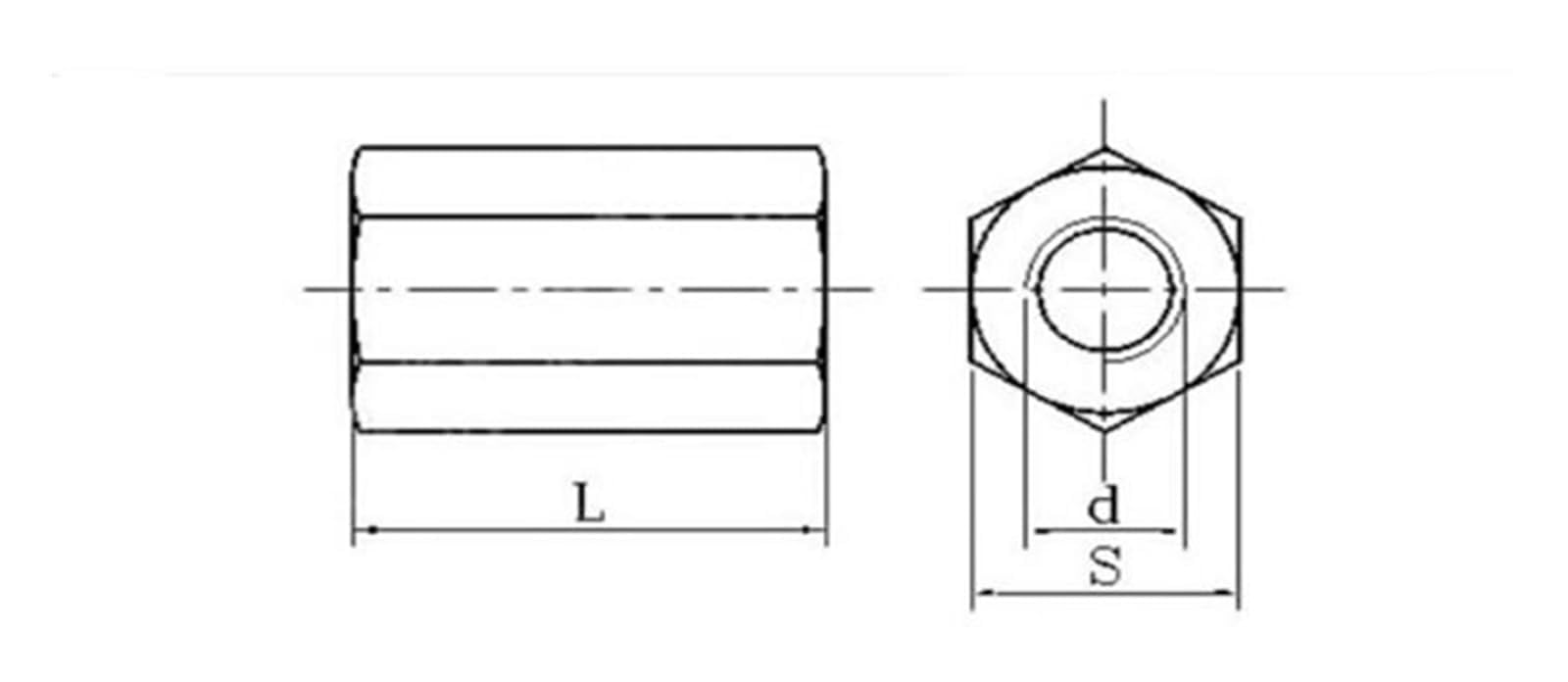 Dado di fissaggio, 5 pezzi M10 x 1,25, filettatura fine, asta esagonale, dado di accoppiamento estensibile, vite madre in acciaio inossidabile 304, lunghezza del dado di collegamento: 12-50mm