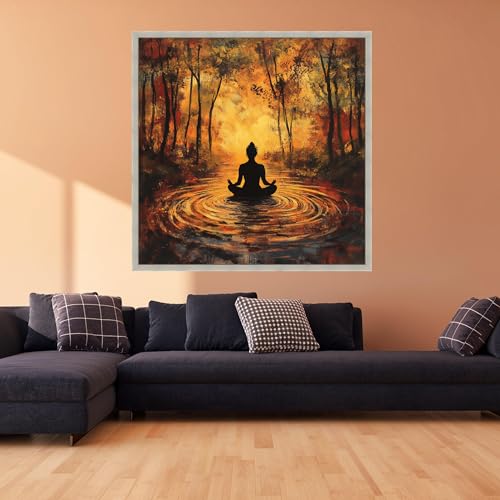 Toile de yoga pour salon stressant tableau mural méditation forêt déco zen grand format
