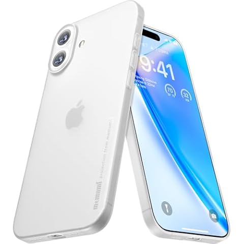 memumi Etui do iPhone 16, UltraCienka 0,3 mm i Lekka, Matowe Wykończenie [Antypoślizgowe, Odporne na Zarysowania] Kompatybilne z iPhone 16 (6,1 cala) -Trans-biały