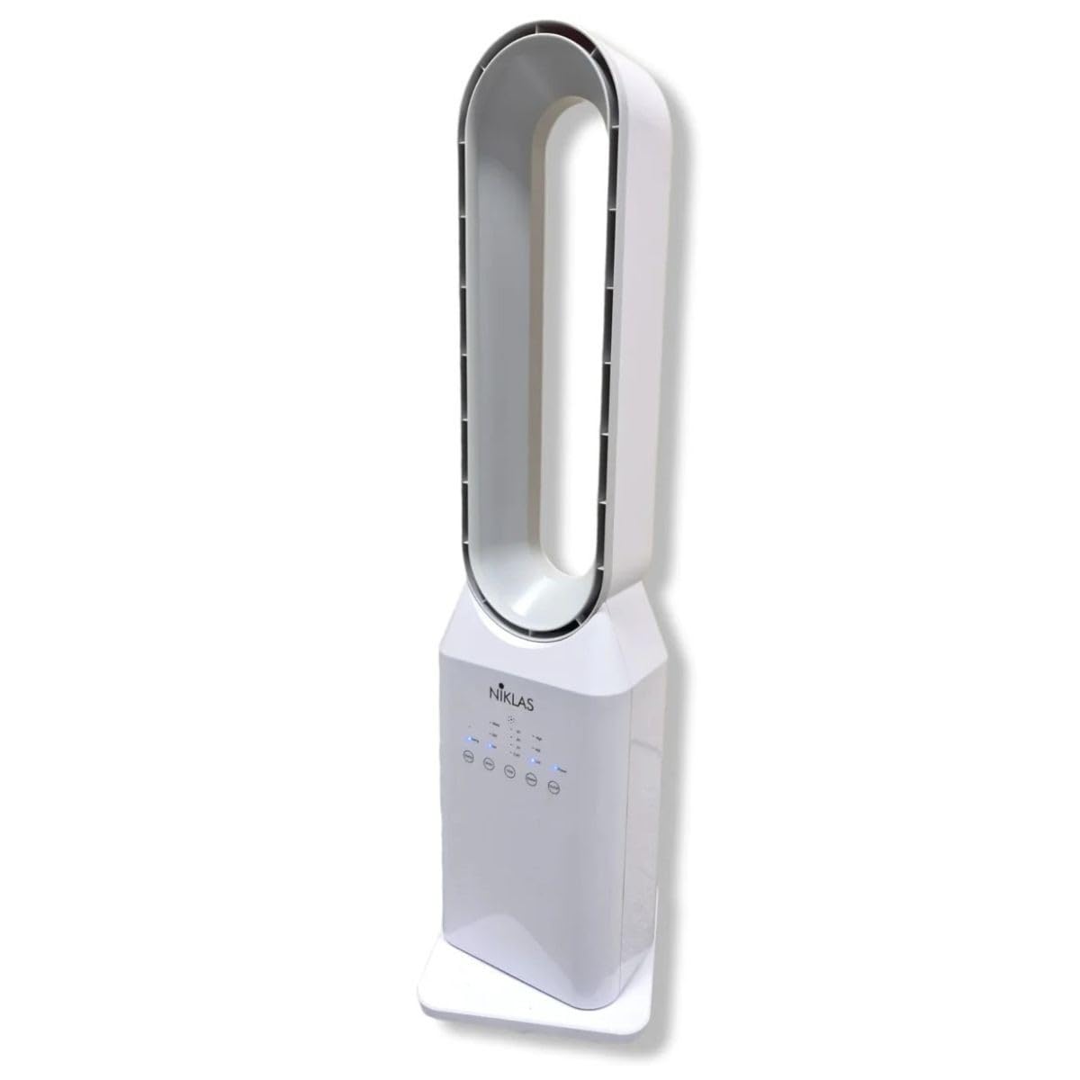 INTEC - Ventola silenziosa 50 W senza pale programmabile - Ventola a telecomando a 3 velocità Timer 7 h Bianco