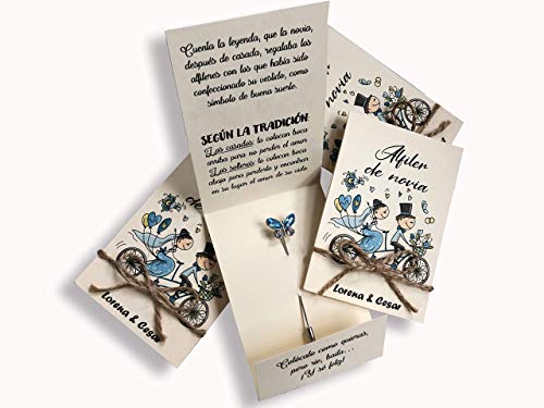 ALFILERES DE NOVIA. Mariposa con leyenda. 50 unidades. Detalles para invitados. BODA