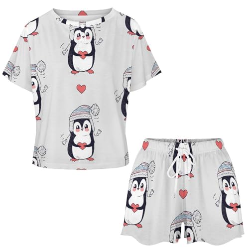 Pyjama pingouin manches courtes ensemble léger vêtement de nuit imprimé