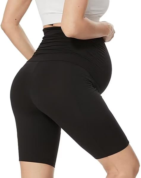 QGGQDD Maternity Biker Shorts Over Belly High Waisted for Pregnancy Yoga Workouts - 2