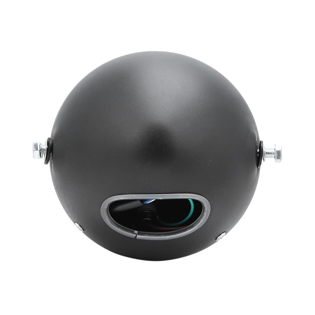 Faro anteriore retrò universale per moto DC12V, faro anteriore a fascio alto/basso impermeabile con lente in vetro curvo, custodia in ferro per CG125 GN125 ((Guscio nero e copertura bianca))