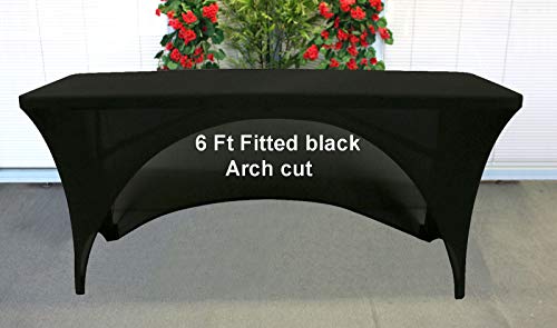 Black Spandex 6 Ft Table Cover ARCH CUT