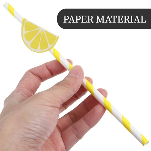 jojofuny 20 pitillos de papel con diseño limón amarillo miniatura 3