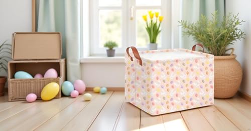 Image of CLOCOR Rectangular Easter Bunny Basket - Easter Egg Storage Bin, Gift Basket, Toy Organizer & Room Decor