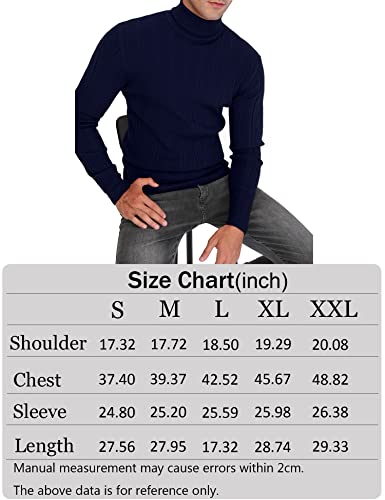 Babioboa Men's Thermal Turtleneck Pullover Sweater Casual Ribbed Slim Fit Top Knitted Solid Fall Winter(Navy Blue,S) #TOP6