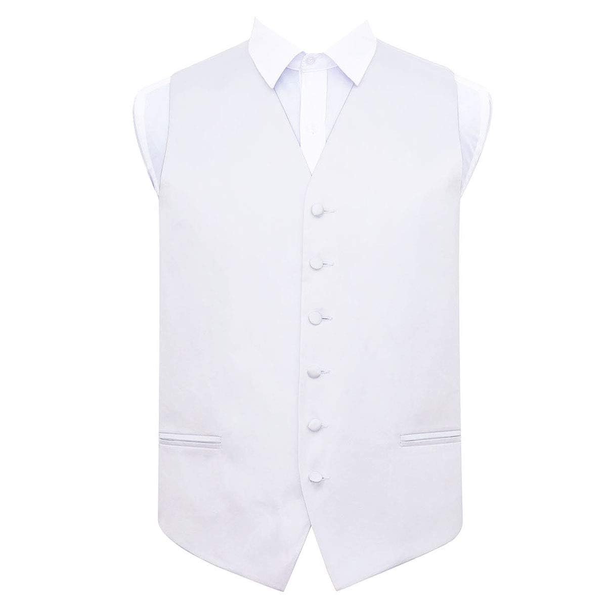 Dqt Men's White Plain Glossy Satin Classic Waistcoat - Wedding, Business & Formal Suit Vest - 44" (2Xl)
