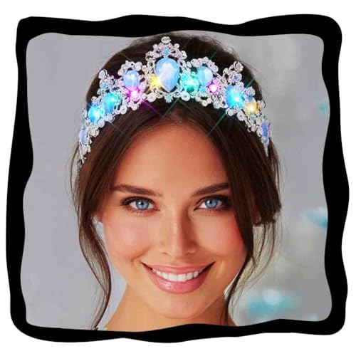 Tiara de boda Kilshye azul claro y corona de novia con diamantes de imitación para mujer