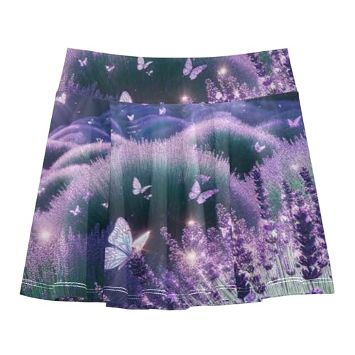 Athletic Shorts for Girls Skorts Tennis Skirts Kids Neon Flowy Skirt Diamond Butterfly Purple Lavender 3t