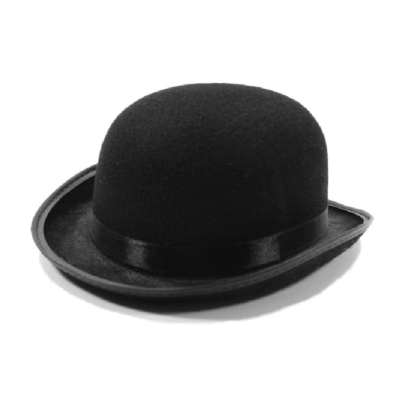 COLLECT PRESENT Classic Black Derby Hat for Adult Vintage Bowler Hat for Costume Parties Theater Dress-Up Halloween Cosplay and Formal Events