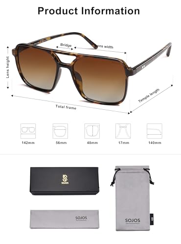 SOJOS Trendy Vintage Aviator Square Sunglasses For Womens Mens Retro 70s UV400 Women Sun Glasses SJ2327 5