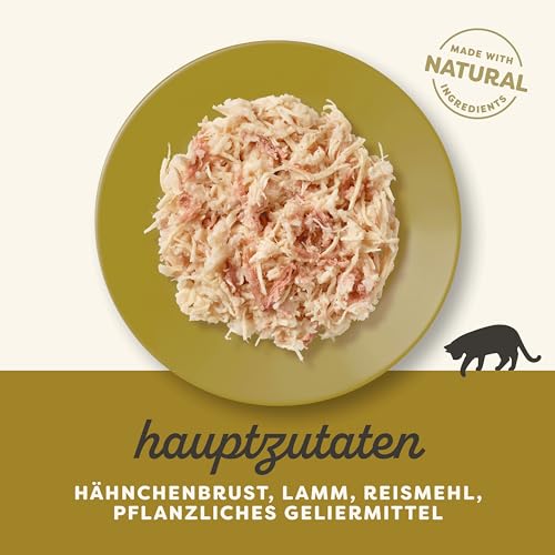 Applaws Premium Natural Katzenfutter Nass, Huhn mit Lamm in Gelee 70g Portionsbeutel (16x70g)