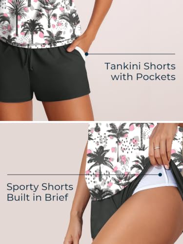 Image of Summer Mae Blouson Women's Tankini Swimsuits Tummy Control Modest 2026 Two Piece with Sporty Pockets Bathing Suits