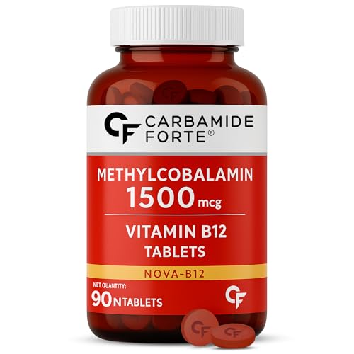 Carbamide Forte Vitamin B12 Tablets 1500 mcg -Active form of Methylcobalamin Vitamin B12 Supplements for Men & Women- 90 Veg Tablets