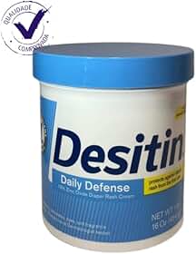 Desitin Creme Protetor de Pele Azul Pote 454g Alivia Irritação da Pele, Alívio da Dor